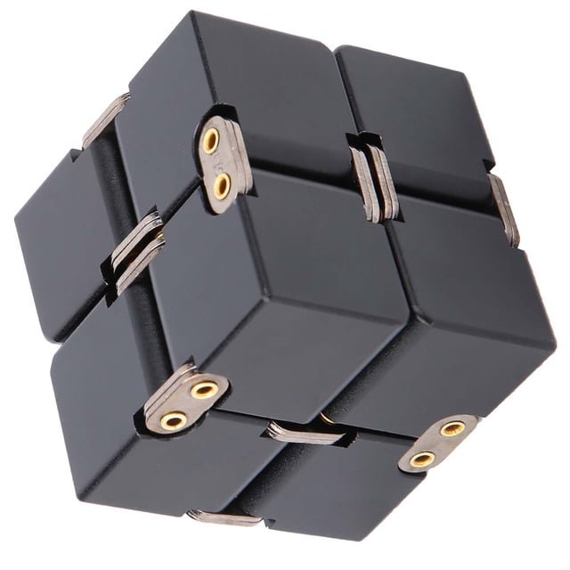 Cubo mágico de escritorio infinito de aleación de aluminio para aliviar el estrés, juguete de mano, color negro