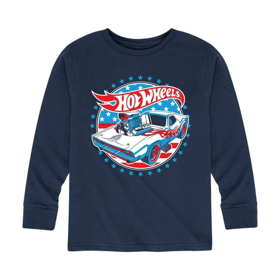 Hot Wheels - Red, White and Blue Muscle Car - Toddler And Youth Long Sleeve Graphic T-Shirt