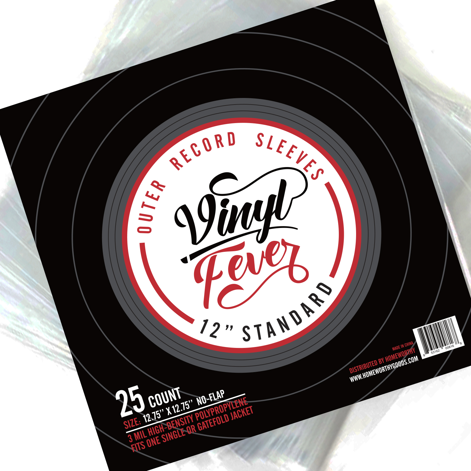 Vinyl Fever Outer Record Sleeves for Album Jackets (25 Pack)