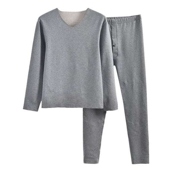 toraway Mens Pajamas Set Shorts Cotton Male Thermal Underwear Set Lined Long Thermal Underwear Base Layer Set for Men Cold Winter XL