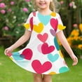 thumbnail image 7 of Summer Savings Clearance 2025! THDHVS Baby Girl Dress,Dress for Girls,Kids Girl Summer Casual Short Sleeve Crew Neck Mid Length Skirt Fashion Heart Print Dress Hot Pink 6-7 Years, 7 of 7
