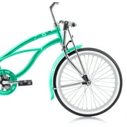 Wonder Wheels 20 Inch Beach Cruiser Lowrider Coaster Brake Single Speed Bicycle, Bike With Banana Seat Stainless Steel Spokes One Piece Crank Alloy Rims 36 H - Mint Green
