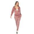 thumbnail image 1 of White Mark Women's Rhinestone 2 Piece Velour Tracksuit Set, 1 of 6