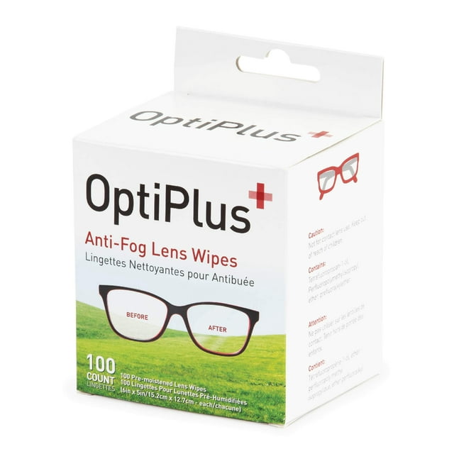 Toallitas limpiadoras OptiPlus antivaho para gafas, 100 unidades