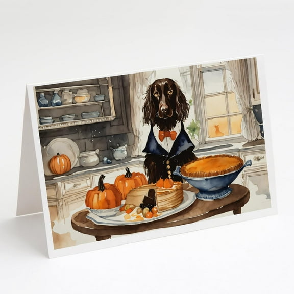Boykin Spaniel Fall Kitchen Pumpkins Greeting Cards and Envelopes Pack of 8 7 in x 5 in