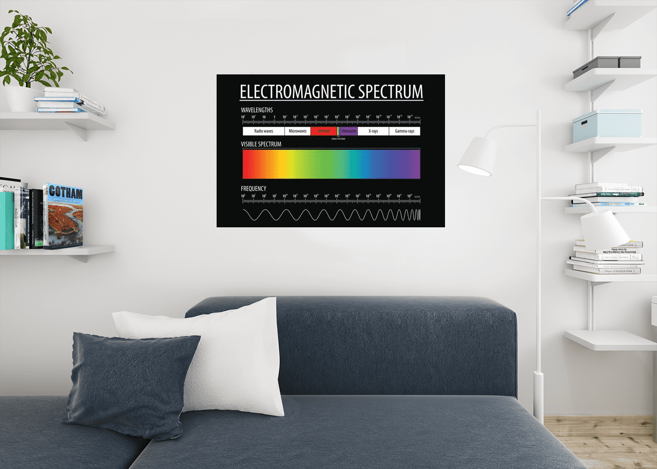 Electromagnetic Spectrum and Visible Light Educational Reference Chart Poster 18x12 inch 