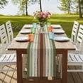 thumbnail image 3 of Sage Green Table Runner 108 Inches Long,Farmhouse Wood Grain Vintage Brown Striped Cotton Linen Table Runners Dresser Scarves,Decorative Tabletop Scarf Furniture Cover for Home Dinner Party 13"x108", 3 of 8