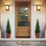 DR.Planzen Artificial Cedar Tree 2 Pack 3 ft Outdoor Artificial Topiary Cedar Plants Fake Tree UV Rated Potted Plants for Porch Decor Faux Pine Tree for Perfect Housewarming Gift