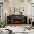 thumbnail image 3 of BOSHIRO 80" Blue Electric Fireplace with Mantel, TV Stand Fits 90" TVs, 30" Insert Heater, 3 of 7