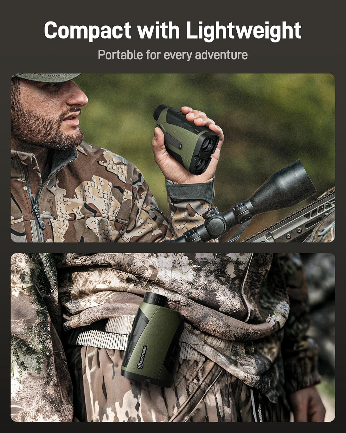 REDTIGER Range Finder for Hunting, 1600 Yards Laser rangefinder, 7X Magnification, Waterproof, Clearer and Accurate on Angle&Speed Measurement, Rechargeable for Bow Hunting, Shooting, Archery