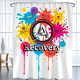 thumbnail image 1 of Rideau de Douche Graphique Vibrant avec Design Audacieux 'A' et Éclaboussures Colorées - Thème de Récupération, 1 of 4
