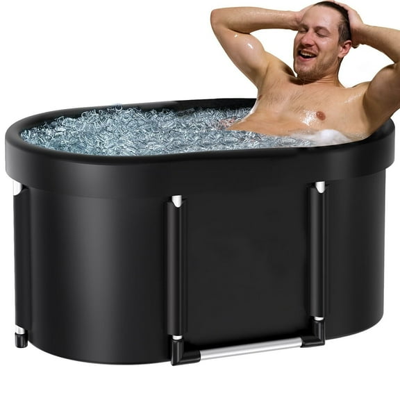 Upgrade 129 Gal Large Oval Ice Bath Tub for Athletes，Portable Cold Plunge Tub
