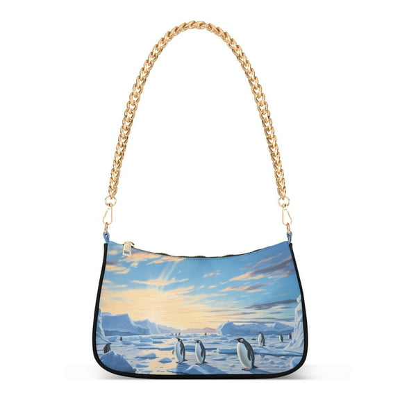 Penguins Iceberg SkyWomen Small Shoulder Bag Crossbody Tote Hobo Bags Purse Clutch Handbags with Chain Strap for Women