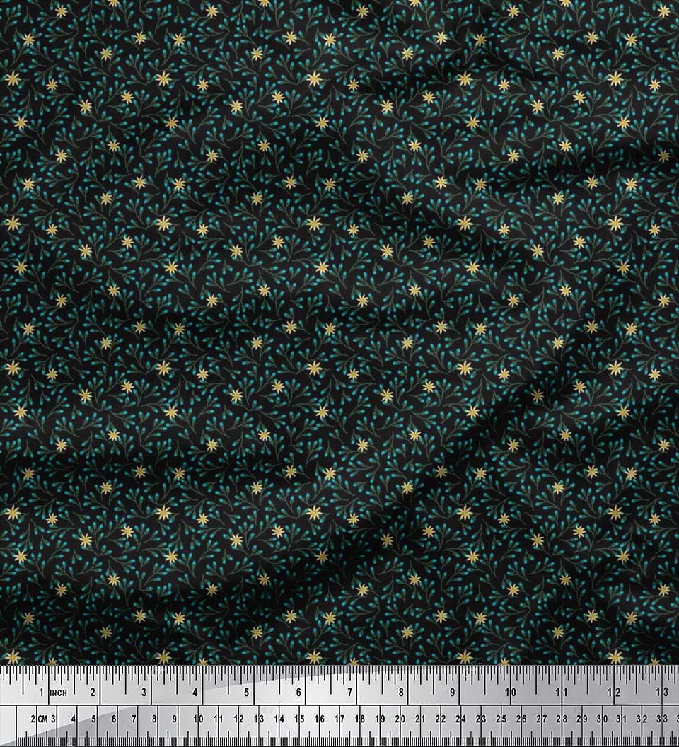Soimoi Polyester Crepe Fabric Flower Artistic Print Fabric by The Yard 52 Inch Wide