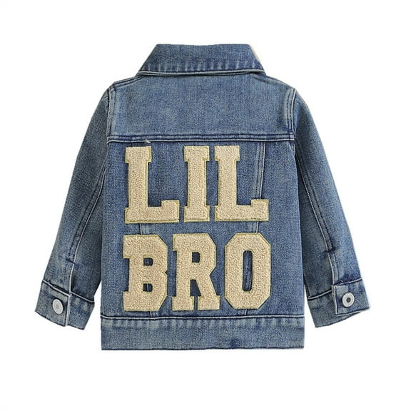 Toddler Baby Boys Girls Denim Jacket Lil Sis/Bro Basic Button Down Denim Jackets Coat Outwear