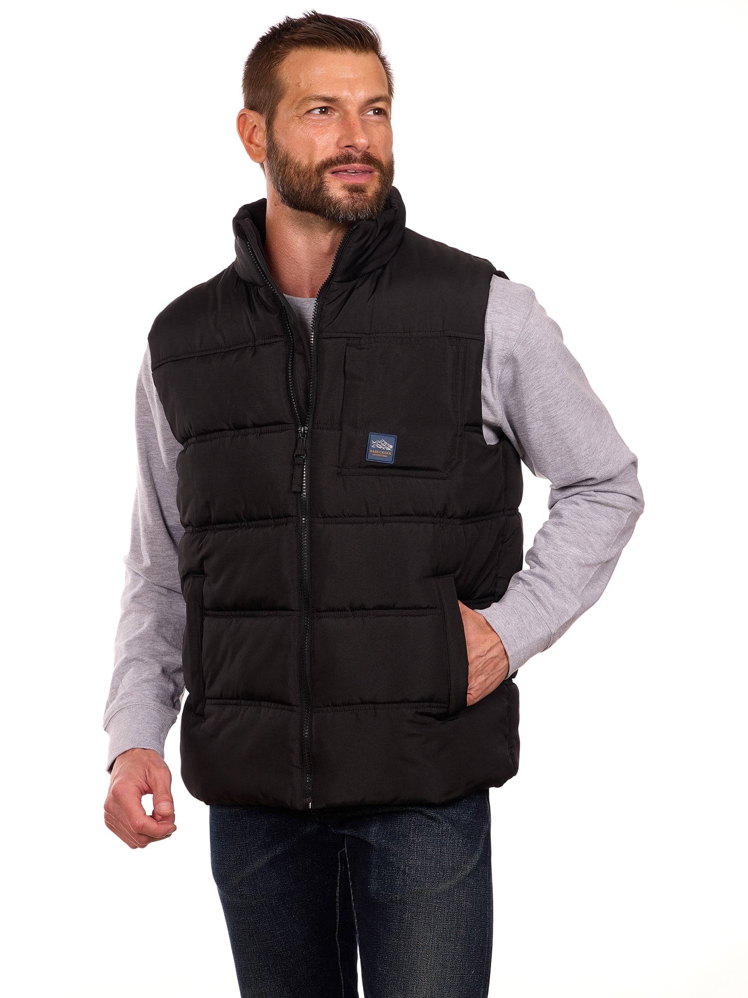Bass Creek Outfitters Men's Double Needle Quilted Puffer Vest, Sizes M-XXL