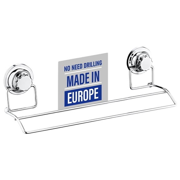 EDNA HOME Double Bar Towel Holder - 15¾" Rustproof Chrome Organizer for Kitchen, Bathroom, & Toilet, Made in Europe