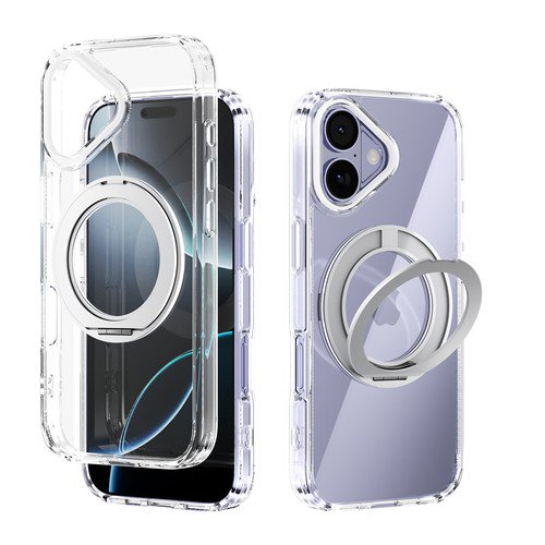 GadgetCom Étui Magnétique Compatible avec Apple iPhone 17, Étui Rigide Transparente avec Support, Étui de Protection