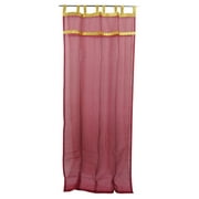 Mogul Indian Sari Curtains Maroon Sheer Gold Border Drapes 48"x108"