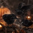 thumbnail image 3 of Realistic Crow Figurine, Feather Plastic Halloween Table Decor Prop, Black Spooky Bird Ornament for Shelf Mantel Haunted House Party Scene Setup(D), 3 of 7