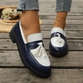 thumbnail image 5 of Purcolt Womens Color Block Loafers Dressy Casual Fringe Round Toe Slip On Boat Shoes Comfort Thick Soft Sole Flats Shoes for Business Work Office, 5 of 9