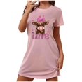thumbnail image 5 of Nightgown for Woman Night Dress Short Sleeve Highland Cow Love Printed Sleep Shirt Cute Holiday Sleepwear Soft Ladies Nightwear, 5 of 5