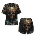 thumbnail image 5 of Qekee Vintage Ornate Skull Women's Pajama Set Short Sleeve Sleepwear Summer Home Wear with Pockets Soft Short Sleeve Shirt - Vintage Ornate Skull, 5 of 9