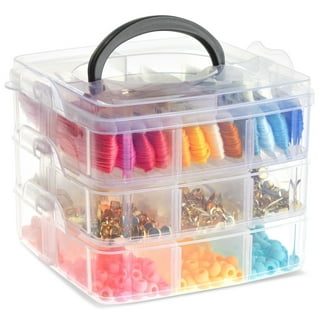 Casewin Clear 3-Tier Stackable Storage Box Organizer with 30