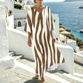 thumbnail image 6 of Dvprdro V Neck 3/4 Sleeve Moire Print Maxi Dress for Women Loose A Line Flowy Summer Beach Vacation Boho, 6 of 8