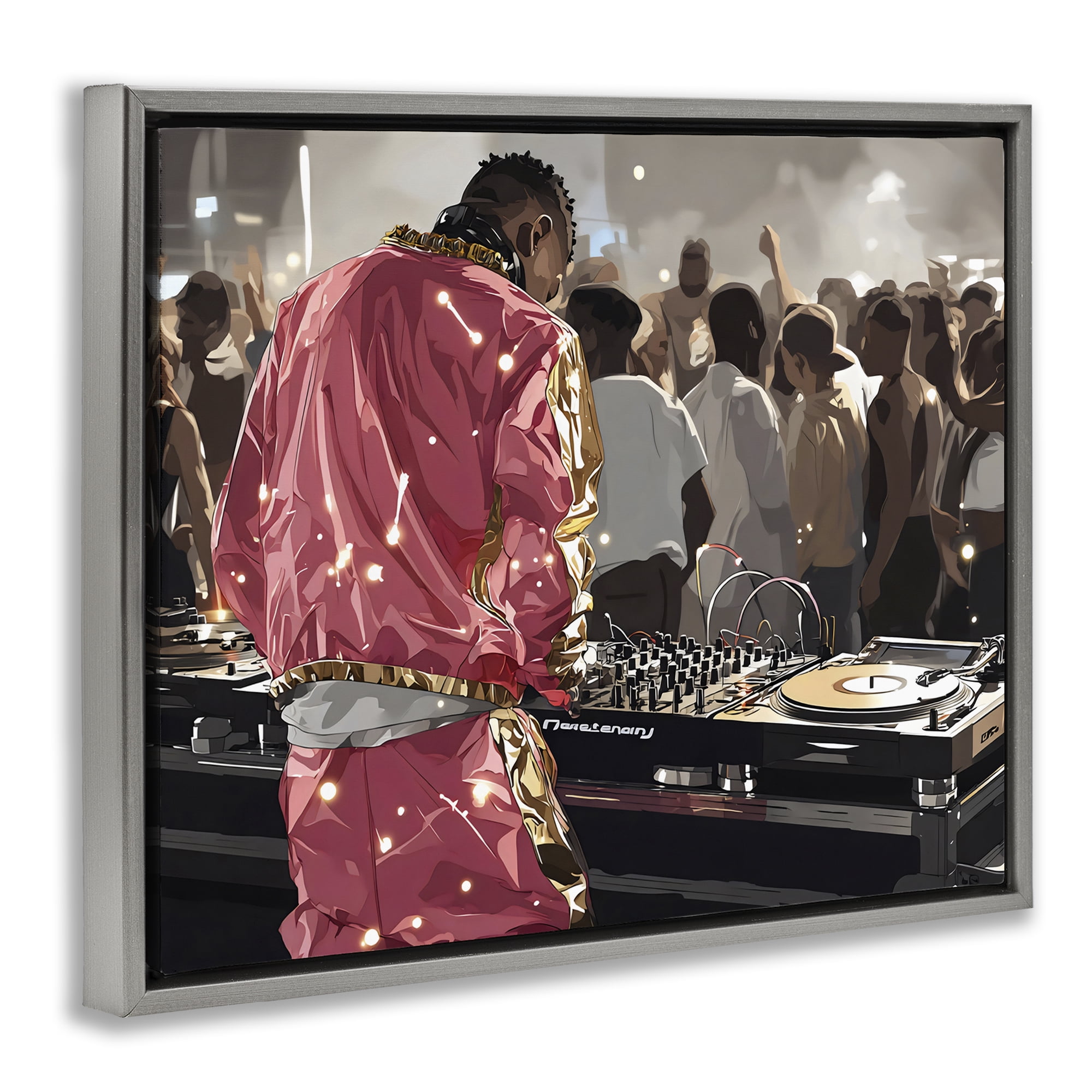 Stupell Industries DJ Performance At Nightclub Gray Framed Floater Canvas Wall Art, design by Franklyn Gregory