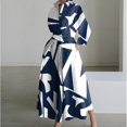 thumbnail image 1 of Women's Polo Collar Long Sleeve Maxi Dress - Ankle-Length, Elastic, Button Detail, Polyester, 1 of 10