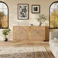 thumbnail image 4 of 63 Inch Modern Fluted Sideboard Buffet Cabinet with Adjustable Shelves, Spacious Credenza Console Table with Artistic Handles, Coffee Bar Wine Bar Storage for Dining Room Living Room Kitchen, Wood Ton, 4 of 7