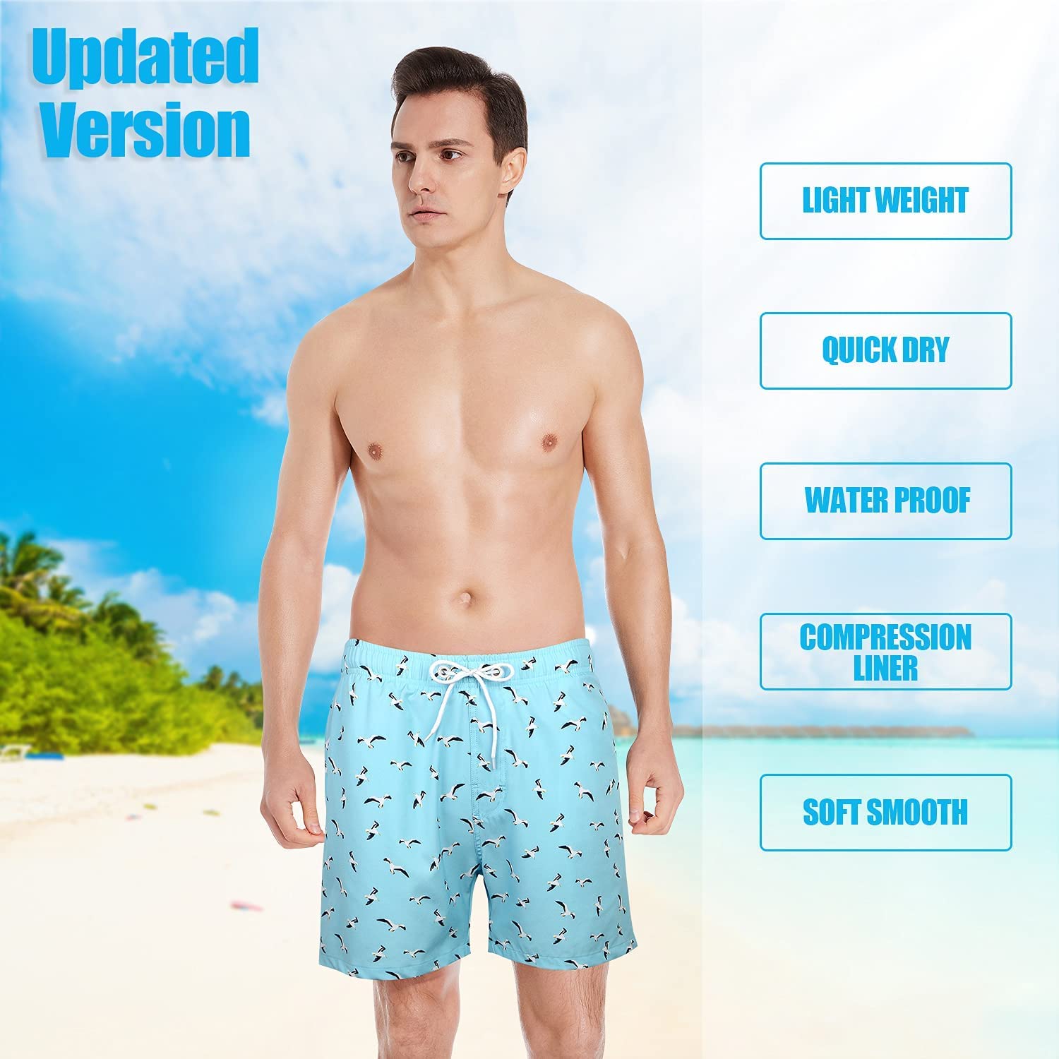 Mens 2 in 1 Swim Trunks Compression 