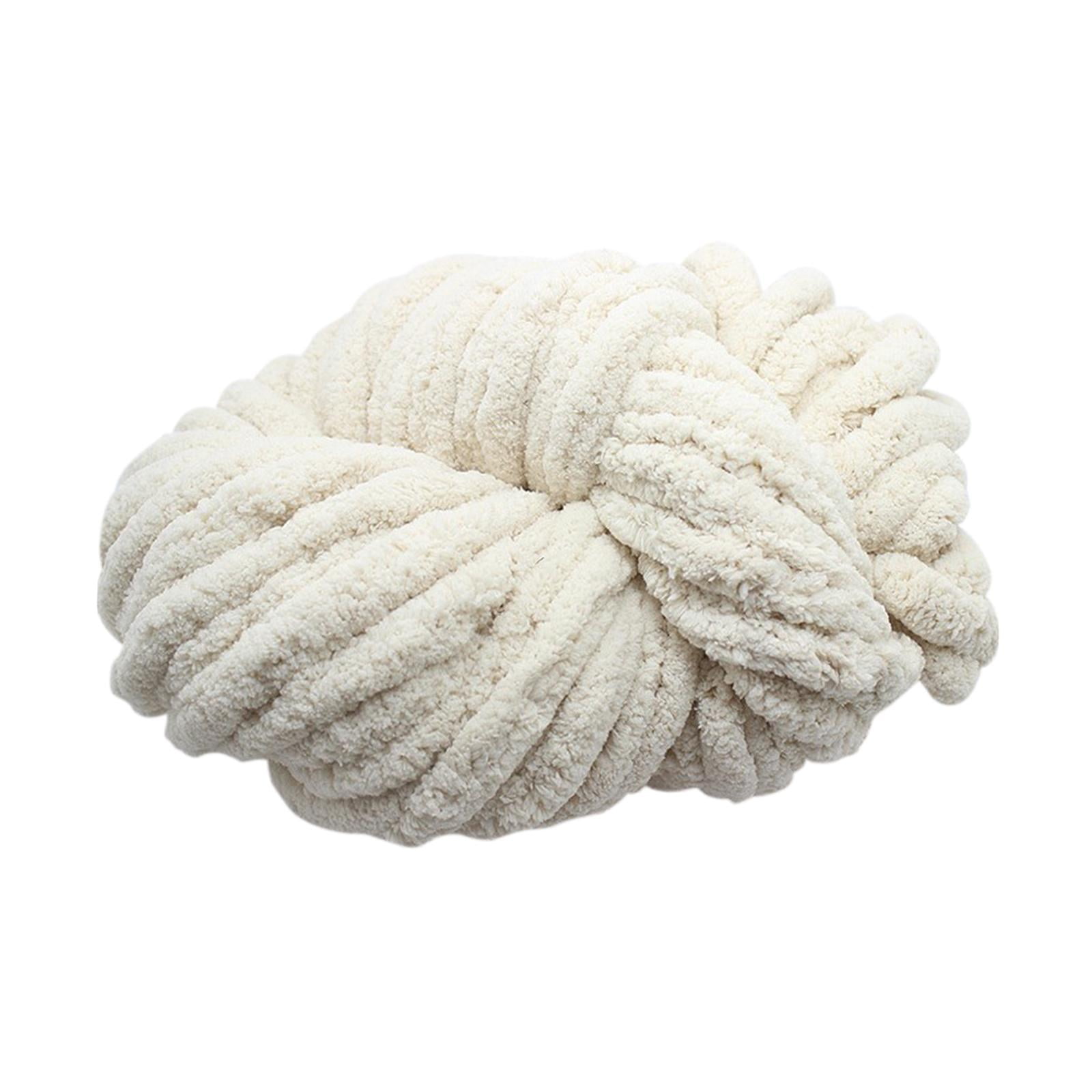 Tachiuwa Chunky Chenille Yarn for Crocheting, Bulky Thick Yarn for Knitting,Super Bulky Chunky Yarn for Hand Knitting Blanket Beige