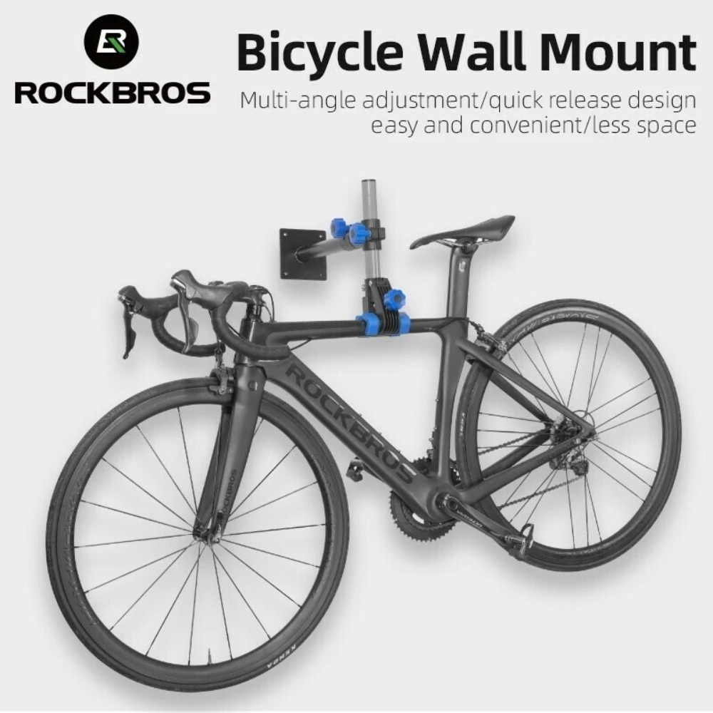 ROCKBROS Blue Steel Bike Repair Stand - Wall Mount, Foldable, 360° Adjustable