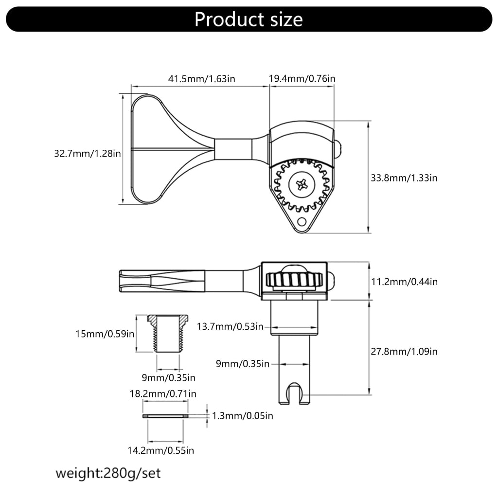 Electric Bass Tuner Peg Guitar Open Gear Tuning Pegs Machine Head Metal String Tuner 4 String Bass Machine Head Knobs