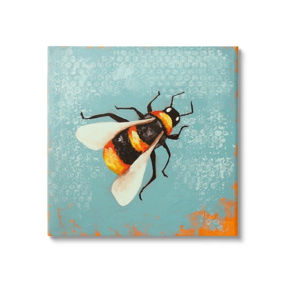 Stupell Industries Bumble Bee Blue Hive Pattern Painting Gallery Wrapped Canvas Print Wall Art, Design by Lucia Stewart