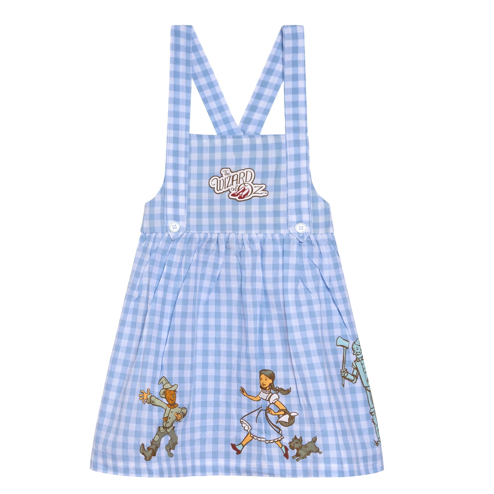 Wizard of Oz Cowardly Lion Dorothy Scarecrow Square Neck Matching Family Dress and T-Shirt Outfit Set Gingham Toddler to Little Kid