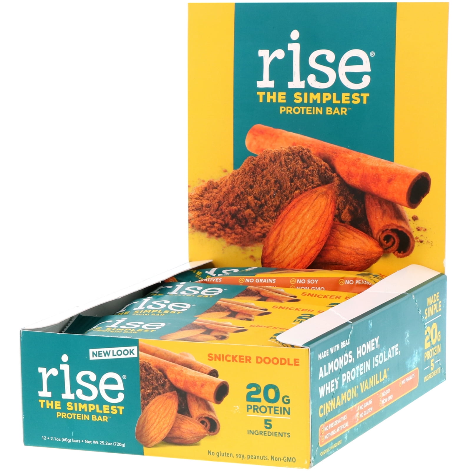 Rise Protein Bar, Snickerdoodle, 20g Protein, 12 Ct