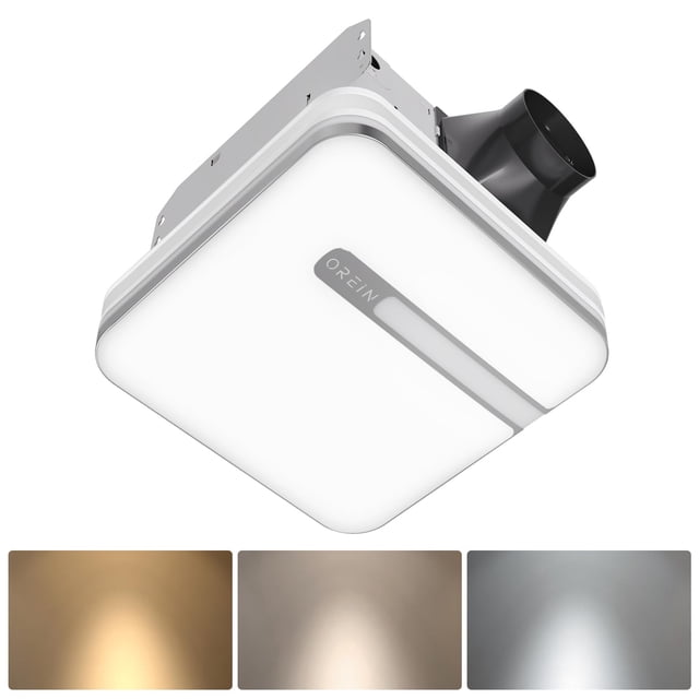 Ventilador de baño ORein 3 en 1 con luz LED y sensor de humedad 80/110 CFM