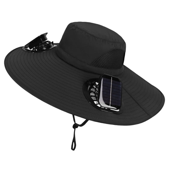 Solar Powered Fan Hat, Summer Fisherman Hat Solar USB Charging, Wide Brim Sun Hat for Outdoor Fishing, Hiking Gardening, Strong Wind Charging Fan