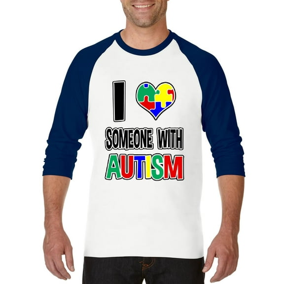 MmF - Mens Raglan Sleeve Baseball T-Shirts, up to Size 3XL - I Love Someone With Autism