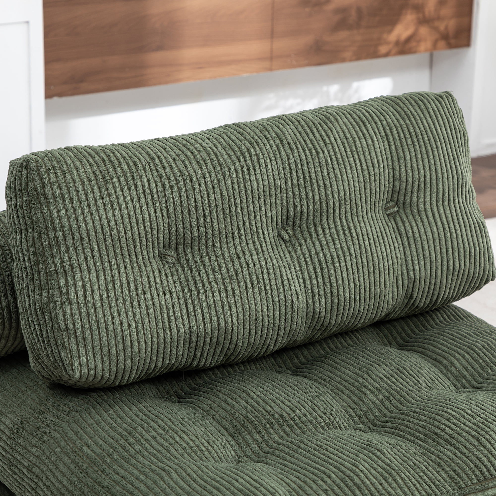 Leumius Folding Sofa Bed,68.5 inch Convertible Sleeper Sofa Chair with Pillow,Foldable Mattress Futon with Back Support,Soft Sleeper Chair Bed Floor Sofa for Living Room Bedroom,Green