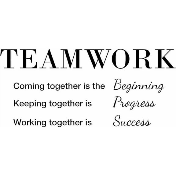 Vinyl Wall Art Decal - Teamwork Coming Together is The Beginning - 18" x 40" - Trendy Inspirational Cute Optimistic Quote Sticker for Office Meetings Conference Room Playroom School Classroom Decor