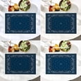 thumbnail image 6 of Blue Paisley Black Placemats,Floral Bandana Silk Neck Scarf Washable Linen Table Mats for Kitchen Table Double Insulation Decor Dining Set Indoor Outdoor 12X18 in Set of 4, 6 of 6