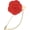 Red, variant on Rose Brooch Pin Cloth Flower with Gold Leaf Brooch, Lapel for Men Wedding Accessories/Suit Tuxedo Corsage Party