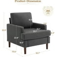thumbnail image 3 of Techmilly Accent Chairs, Mid-Century Linen Fabric Armchair for Living Room, Modern Comfy Sofa Chair for Bedroom, Upholstered Reading Chairs for Reading Space, Wating Room - Dark Grey, 3 of 7