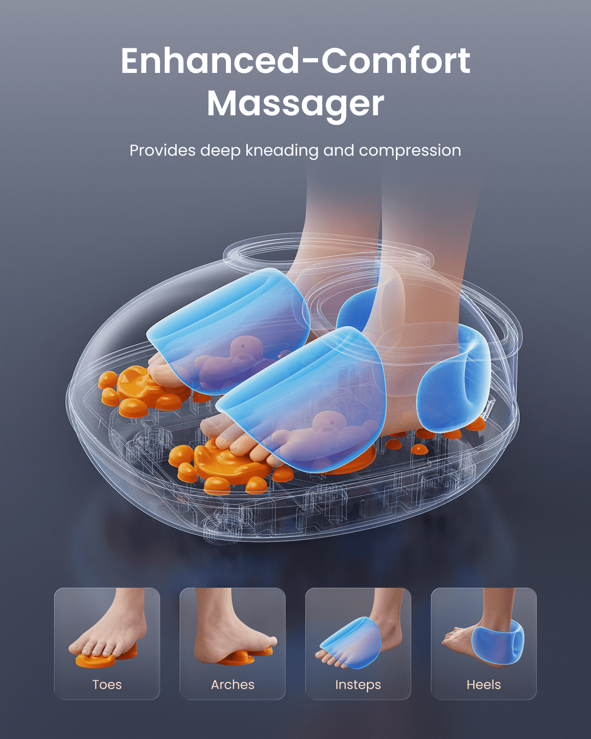RENPHO 2026 Upgraded Foot Massager with Heat, FSA Eligible Shiatsu Foot Massager for Plantar Fasciitis, Deep-Kneading Feet Massager, Mens Size 12, Black