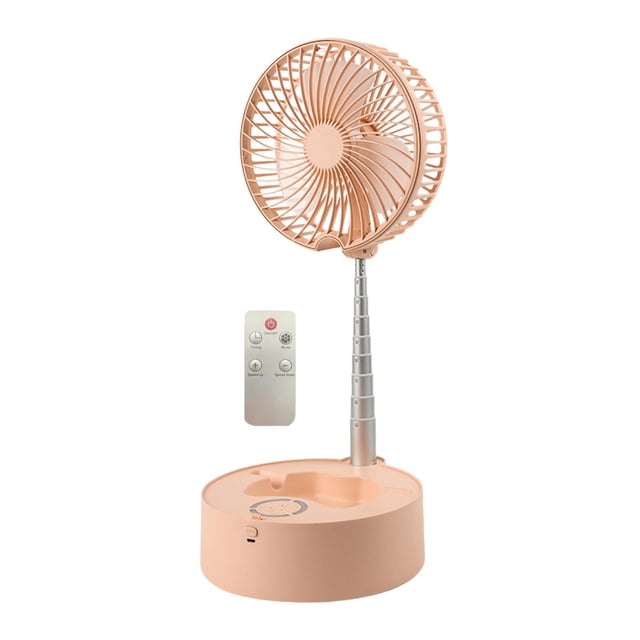 Floor Pedestal Fan Portable Oscillating Lightweight Adjustable Height Foldable Desk Fan Telescopic Floor Fan for Office Bedroom , Pink