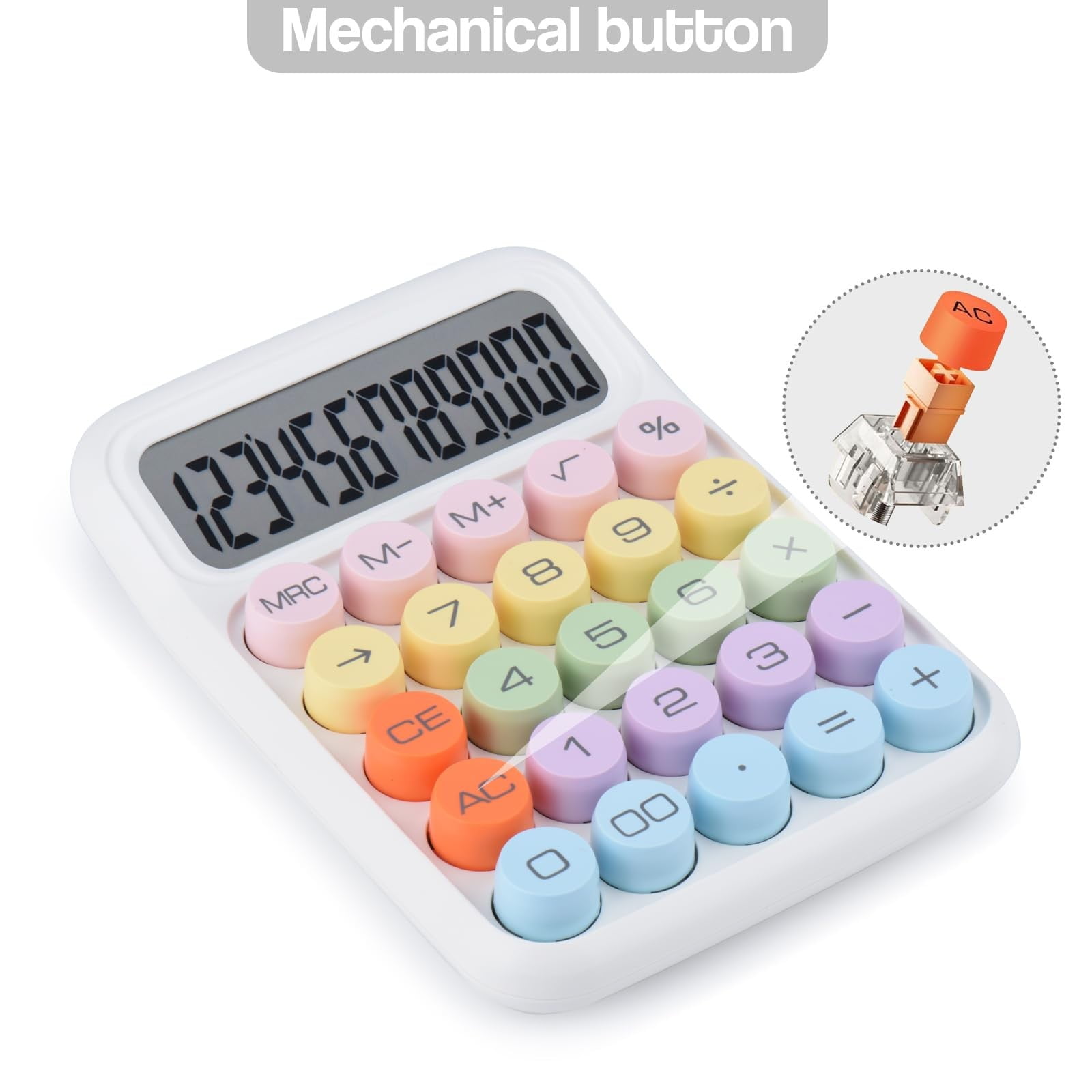 Clearance Office cabinet under $9,Creative Colorful Candy Colored Electronic Calculator 12 Digit Large LCD Display And Big Round Buttons Typewriter Mechanical Key Calculator For School Home 2PC